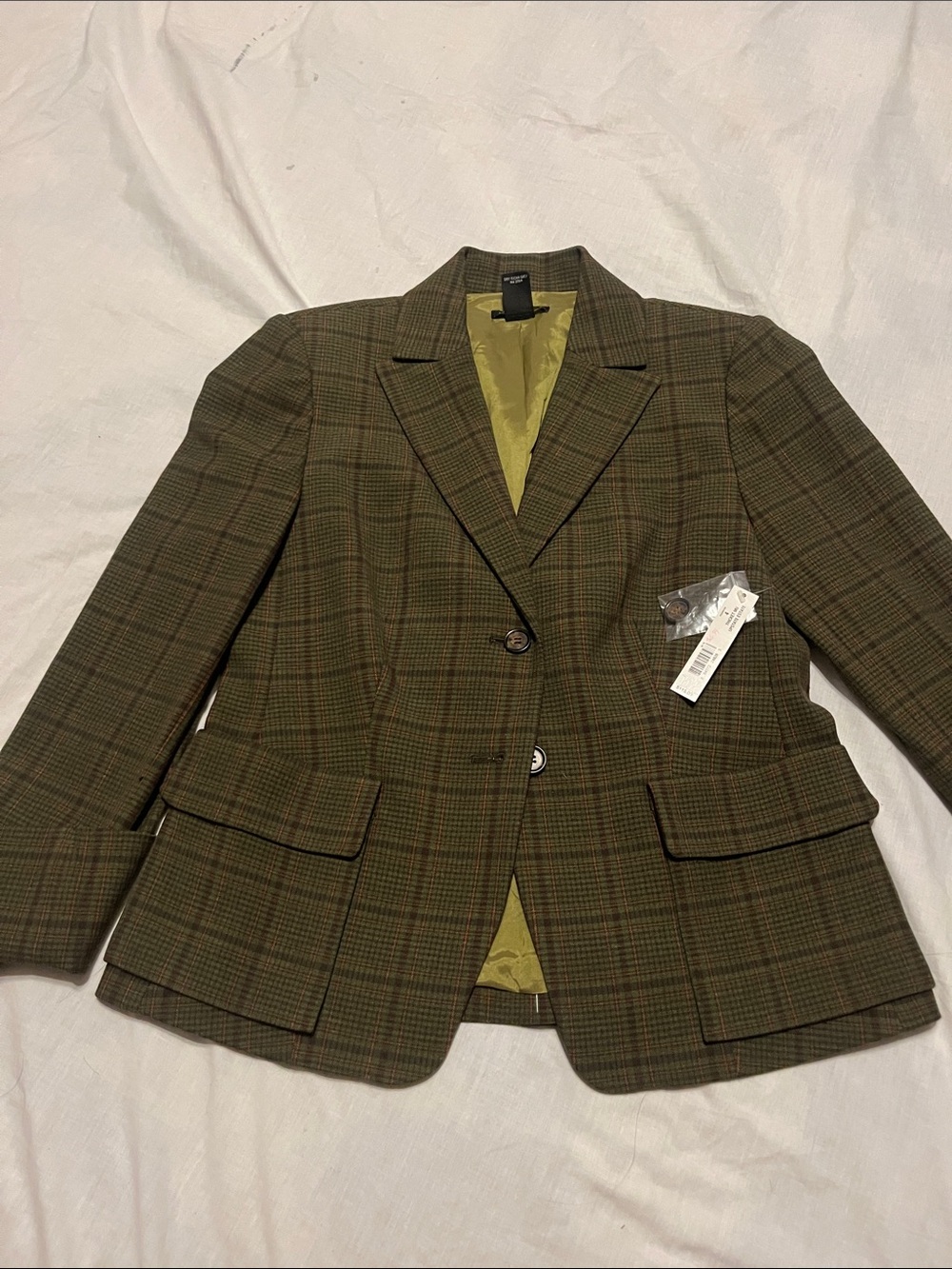 Madison Studio Olive & Rust Plaid Tailored Blazer